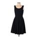 Tahari Casual Dress - A-Line Scoop Neck Sleeveless: Black Solid Dresses - Women's Size Small