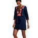 J. Crew Swim | J. Crew Navy Blue & Red Embroidered Floral Beach Tunic Dress Coverup Sz M | Color: Blue/Red | Size: M
