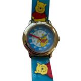Disney Accessories | Disney Seiko Winnie Pooh Watch Silicone Band Silver Tone Learning Watch | Color: Blue/Red | Size: 28mm