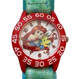Disney Accessories | Disney Ariel Watch Kids Vintage Red Learning Watch Hook & Loop Band | Color: Green/Red | Size: 32mm
