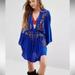 Free People Dresses | Free, People, Pretty Pineapple Embroidered Dress | Color: Blue | Size: Xs