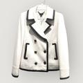 J. Crew Jackets & Coats | J. Crew Nello Gori Wool Blend Pea Coat Jacket Cream With Black Trim Sz 6 | Color: Black/Cream | Size: 6