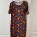 Lularoe Dresses | Lularoe Womens Geometric Triangle Multicolored Pullover Dress With Round Neck. | Color: Orange/Purple | Size: S