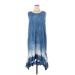 Charlie Casual Dress - A-Line Scoop Neck Sleeveless: Blue Tie-dye Dresses - Women's Size X-Large