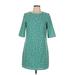 Brigitte Bailey Casual Dress - Shift Crew Neck 3/4 sleeves: Teal Dresses - Women's Size Medium