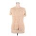 Nine West Short Sleeve T-Shirt: Tan Animal Print Tops - Women's Size X-Large