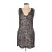 French Connection Cocktail Dress - Mini V Neck Sleeveless: Silver Dresses - Women's Size 10