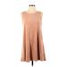 Forever 21 Casual Dress - A-Line Crew Neck Sleeveless: Tan Print Dresses - Women's Size Small