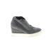 Mia Sneakers: Slip-on Wedge Casual Gray Color Block Shoes - Women's Size 7 - Round Toe