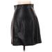 BB Dakota Faux Leather Midi Skirt Calf Length: Black Print Bottoms - Women's Size 2