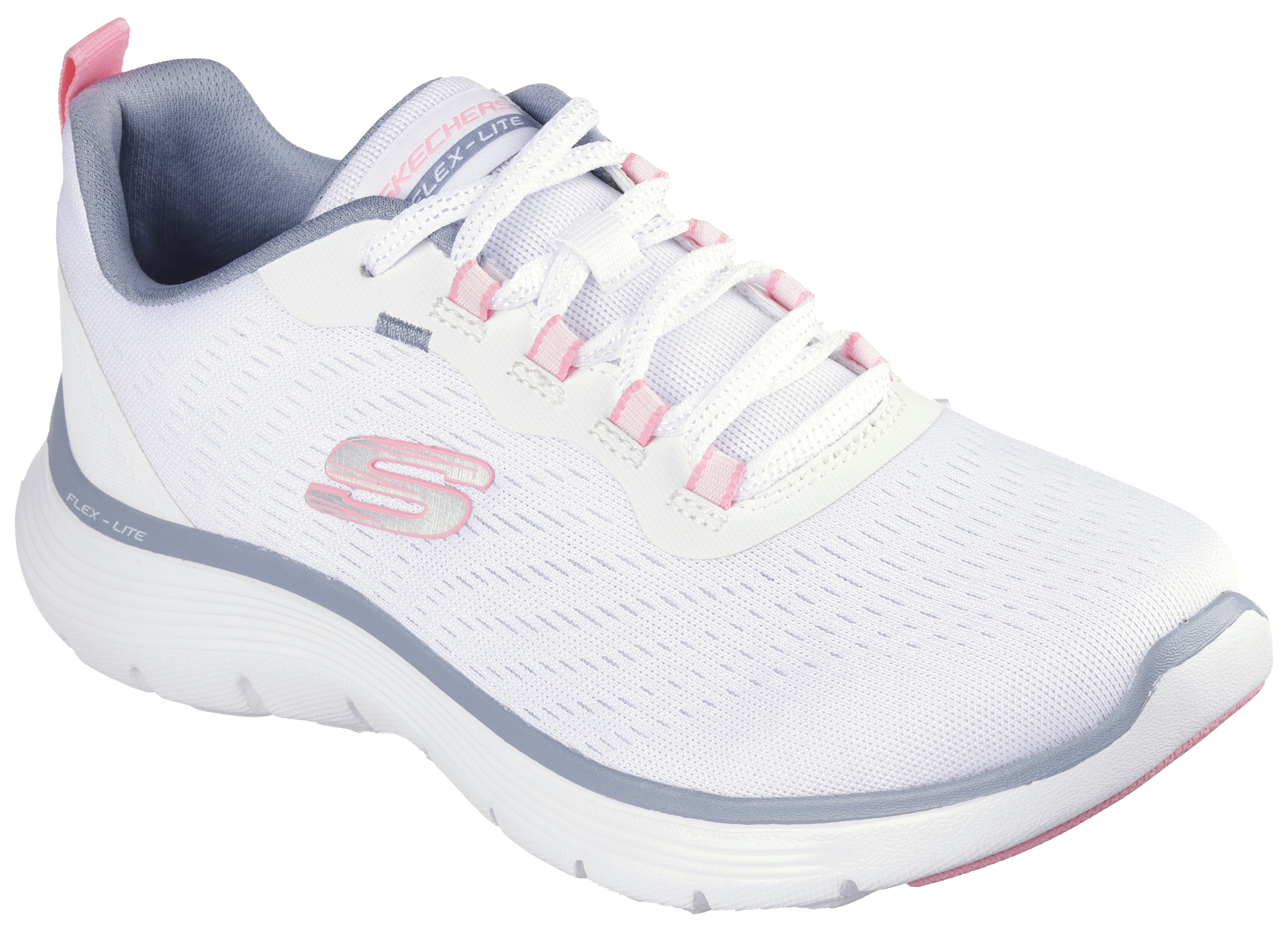 Sneaker SKECHERS "FLEX APPEAL 5.0", Damen, Gr. 38, rosa (weiß, rosa), Textil, Schuhe Sneaker, Freizeitschuh, Halbschuh, Schnürschuh für Freizeit und Sport