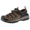 Sandale SKECHERS "TRESMEN-MENARD", Herren, Gr. 47,5, braun (braun, schwarz), Lederimitat, Textil, sportlich, Schuhe, Sommerschuh, Klettschuh, Outdoorsandale, mit LuxeFoam-Innensohle