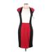 Calvin Klein Cocktail Dress - Sheath Crew Neck Short sleeves: Red Color Block Dresses - Women's Size 10
