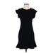 Express Outlet Casual Dress - Sheath Crew Neck Short sleeves: Black Print Dresses - Women's Size 4