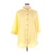 Catherines Long Sleeve Button Down Shirt: Yellow Solid Tops - Women's Size 1X