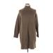 Banana Republic Casual Dress - Sweater Dress Turtleneck 3/4 Sleeve: Brown Solid Dresses - Women's Size X-Large