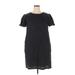 Saks Fifth Avenue Casual Dress - Shift Crew Neck Short sleeves: Black Solid Dresses - Women's Size X-Large