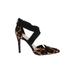 Jessica Simpson Heels: Slip-on Stiletto Cocktail Party Black Leopard Print Shoes - Women's Size 8 - Open Toe