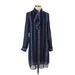 Banana Republic Casual Dress - Shirtdress: Blue Plaid Dresses - Women's Size X-Small