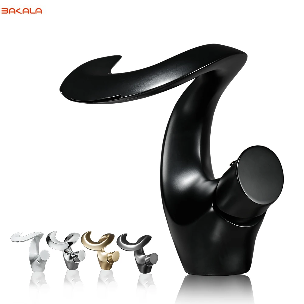 Robinet de salle de bains en laiton de luxe, robinets de lavabo d'eau chaude et froide, robinet d'évier Vintage créatif monté sur le pont pour salles de bains