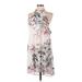 Peach Love Casual Dress - Mini Mock Sleeveless: White Print Dresses - Women's Size Medium