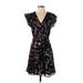 Rebecca Taylor Casual Dress - Wrap V Neck Short sleeves: Black Dresses - Women's Size 0