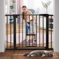 Toocapro Heavy Duty Metal Auto Close Baby Safety Gate Pressure Mounted Walk Thru w/ Pet Door Metal in Black | 30 H x 40.5 W in | Wayfair WFPOA907B