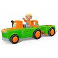 SIKU 0147 - Toddys Frank Farmy, Traktor, Spielzeugauto mit Rückziehmotor und Spielfigur, grün/orange - Sieper GmbH
