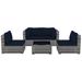 Latitude Run® Karlmann 5 Piece Wicker Sofa Seating Group w/ Cushions in Blue | 25.8 H x 115.2 W x 53.6 D in | Outdoor Furniture | Wayfair