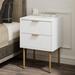 Everly Quinn Kingsgate 2 - Drawer Nightstand in White/Gold Wood in Brown/White/Yellow | 22.24 H x 15.75 W x 11.8 D in | Wayfair