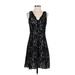 Ann Taylor LOFT Cocktail Dress - Party V Neck Sleeveless: Black Print Dresses - Women's Size 2