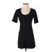 American Apparel Casual Dress - Shift Scoop Neck Short sleeves: Black Print Dresses - Women's Size X-Small
