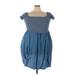 Torrid Casual Dress - Fit & Flare Square Short sleeves: Blue Print Dresses - Women's Size 3X Plus