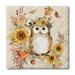 Friendly Owl 4-Pack Absorbent Stone Coasters with Protective Cork Backing 4" Square Made in The USA Easily Wipes Clean