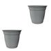 HC Companies ECA12000 12 Inch Eclipse Planter w/ Attached Saucer, Gray (2 Pack) - 0.75