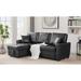 Luxury Full-size Sofa Bed PU Leather Sectional Sofa Pull out Sleeper Loveseat with Reversible Storage Chaise and Casters