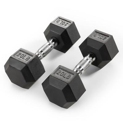 20 Lb Rubber Hex Dumbbell, PAIR