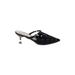 Fashion Mule/Clog: Slip-on Kitten Heel Casual Black Print Shoes - Women's Size 7 - Pointed Toe