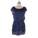 H&M Romper Scoop Neck Short sleeves: Blue Solid Rompers - Women's Size 10