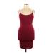 Fashion Nova Cocktail Dress - Bodycon Scoop Neck Sleeveless: Burgundy Solid Dresses - Women's Size 1X