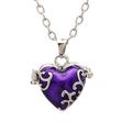 Small Urns Container Brass Ashes Necklace Heart Shaped Locket Condolence Gifts Purple