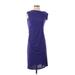 BCBGMAXAZRIA Cocktail Dress - Sheath High Neck Sleeveless: Purple Print Dresses - Women's Size X-Small