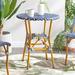 SAFAVIEH California Outdoor Patio Bistro Table Navy/White/Natural