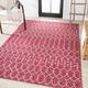 JONATHAN Y Trebol Moroccan Geometric Textured Weave Indoor/Outdoor Area Rug Fuchsia/Light Gray 3 X 5 Geometric 3 x 5 Outdoor Indoor Living Room