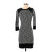 A. Byer Casual Dress - Sweater Dress: Gray Marled Dresses - Women's Size Small