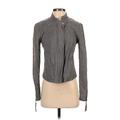 Free People Faux Leather Jacket: Short Gray Print Jackets & Outerwear - Women's Size 4