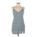 BP. Casual Dress - Mini Plunge Sleeveless: Teal Dresses - Women's Size Large