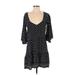 Faithfull The Brand x Anthropologie Casual Dress - A-Line Plunge 3/4 sleeves: Black Dresses - Women's Size 4