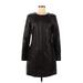 Chetta B Casual Dress - Sheath Crew Neck Long sleeves: Black Print Dresses - Women's Size 10