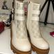 Gucci Shoes | Gucci Kensington Calfskin Nappa Gg Supreme Monogram Womens Double Buckle Boots | Color: Cream | Size: Various